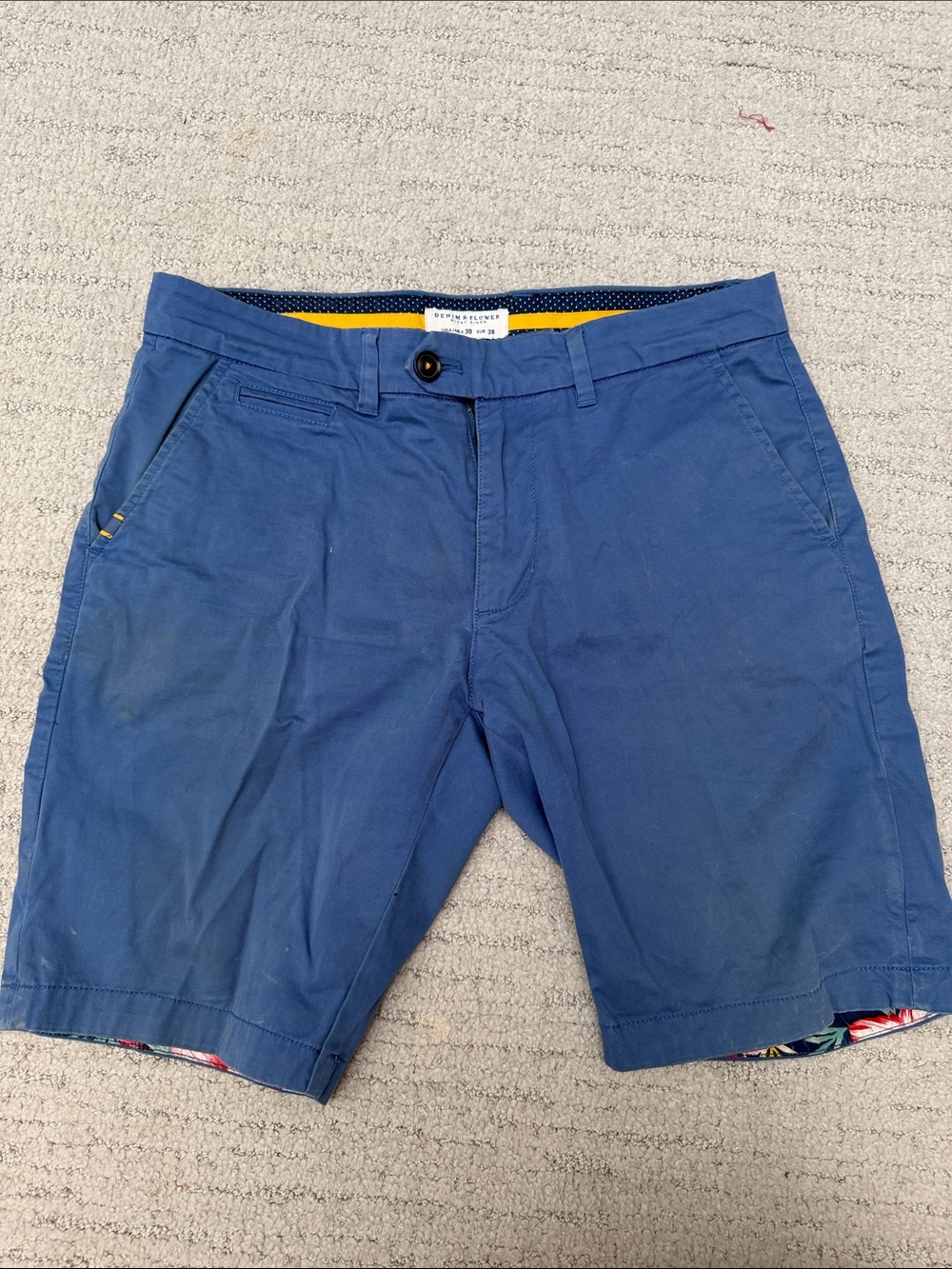 Denim & Flower Navy Blue Flat Front Men's Shorts